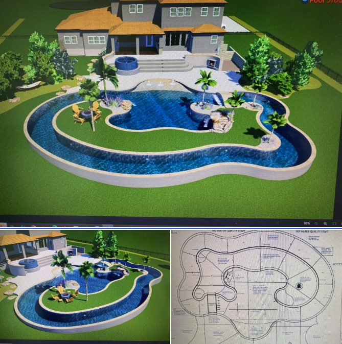 3D design rendering of a custom Wild West pool