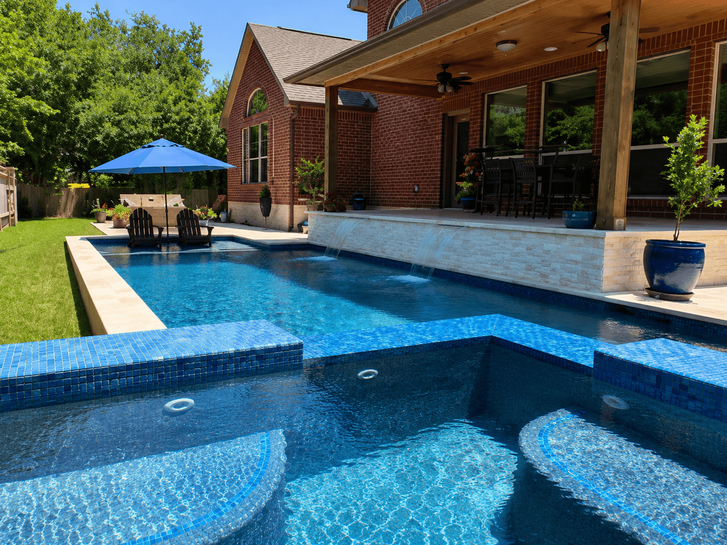 Waterfall & Swim-Up Bar — custom pool in Hutto, TX